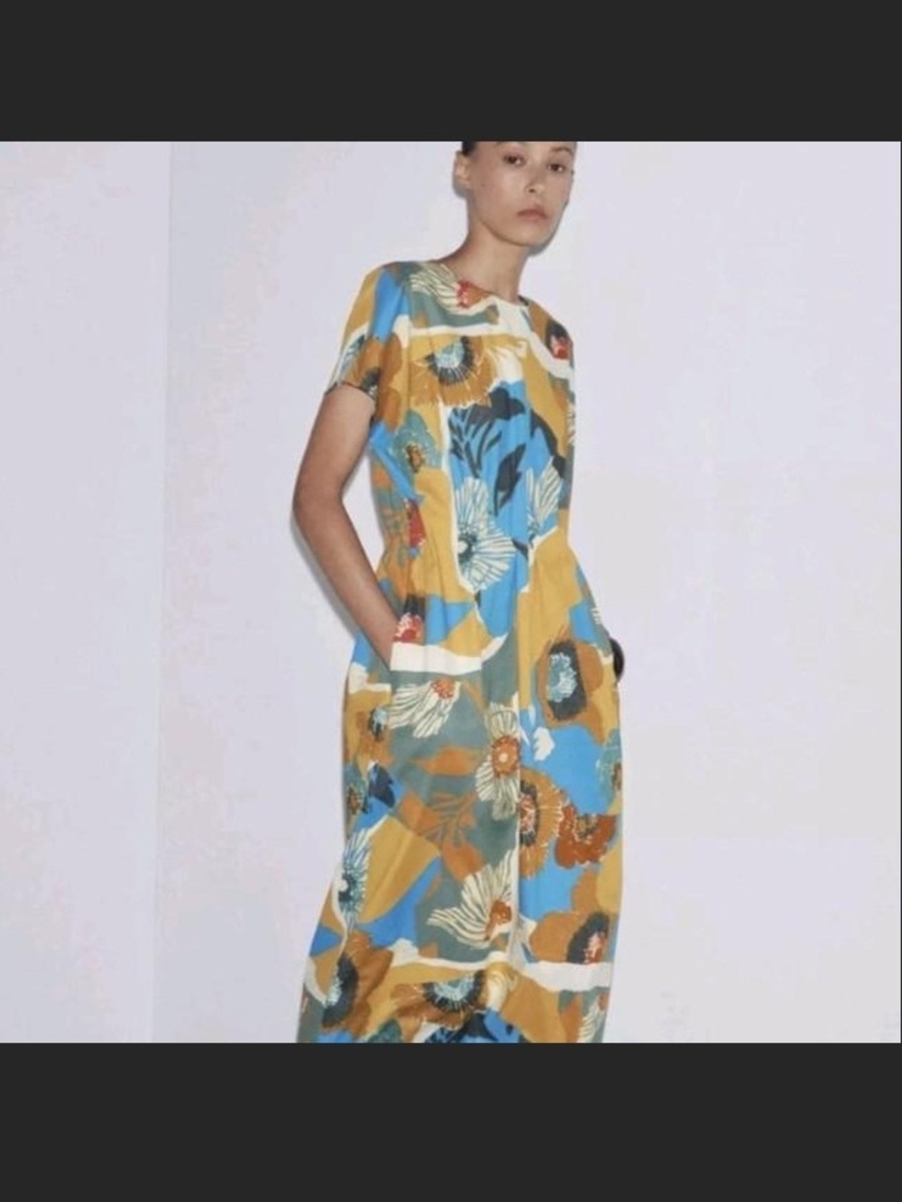 Zara Multicolor Floral Maxi Dress in Blue and Mustard
